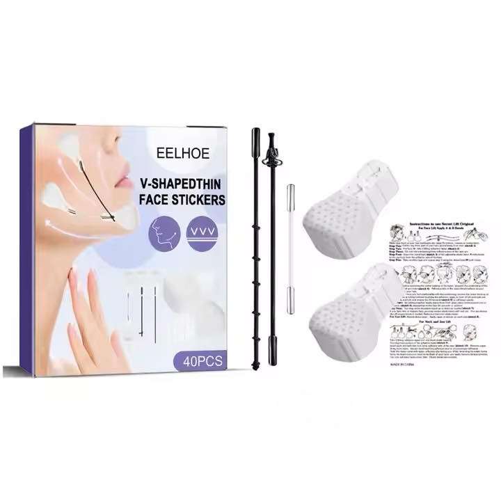 برچسب لیفت نامرئی صورت ایلهو مدل V-SHAPEDTHIN بسته ۴۰ عددی به همراه 3 کش - تصویر 2