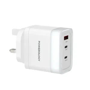 آداپتور ۶۵ وات پاورولوژی UK مدل Powerology Lunex Series Fast Charging Adapter PD 65W