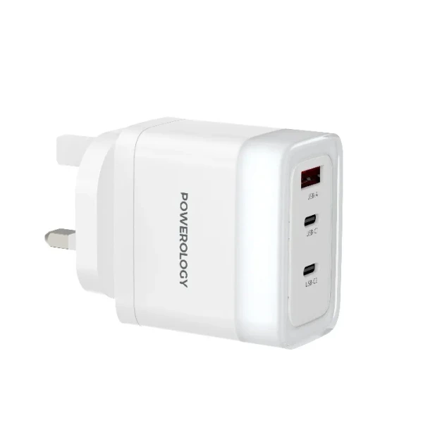 آداپتور ۶۵ وات پاورولوژی UK مدل Powerology Lunex Series Fast Charging Adapter PD 65W