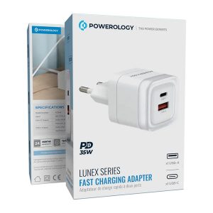 آداپتور شارژ سریع ۳۵ وات پاورولوژی C مدل Powerology Lunex 35W