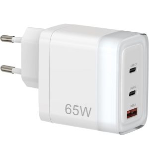 آداپتور شارژ سریع ۶۵ وات پاورولوژی C مدل ‏Powerology 65W 3-Port Fast Charging Adapter