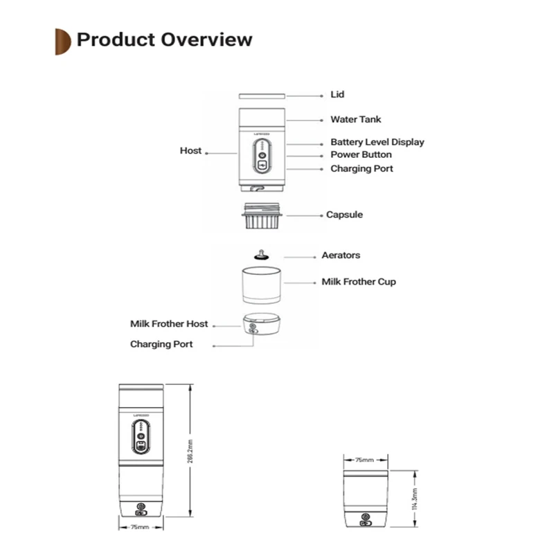 اسپرسوساز سفری لپرسو مدل پرتابل با کف ساز سری PORTABREW LPCFFM4IN1BK - تصویر 7
