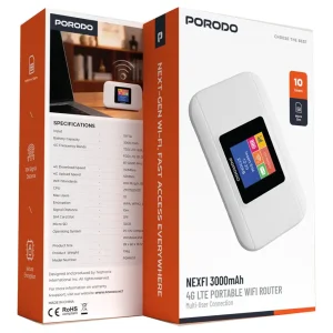 مودم Porodo Nexfi 3000mAh 4G LTE Portable WiFi Router