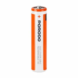 باتری شارژی نیم‌قلمی AAA پرودو مدل Lithium USB-C Rechargeable بسته 4 عددی